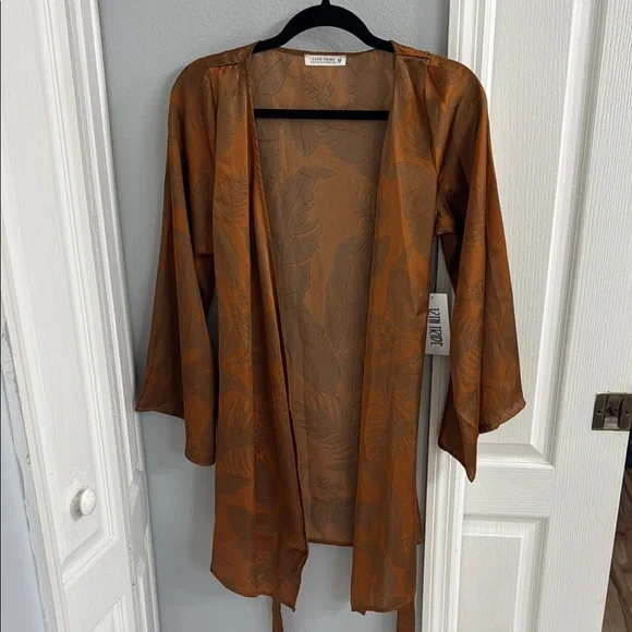 12th Tribe Brown Satin Robe Luxurious Wrap - Picture 6 of 8